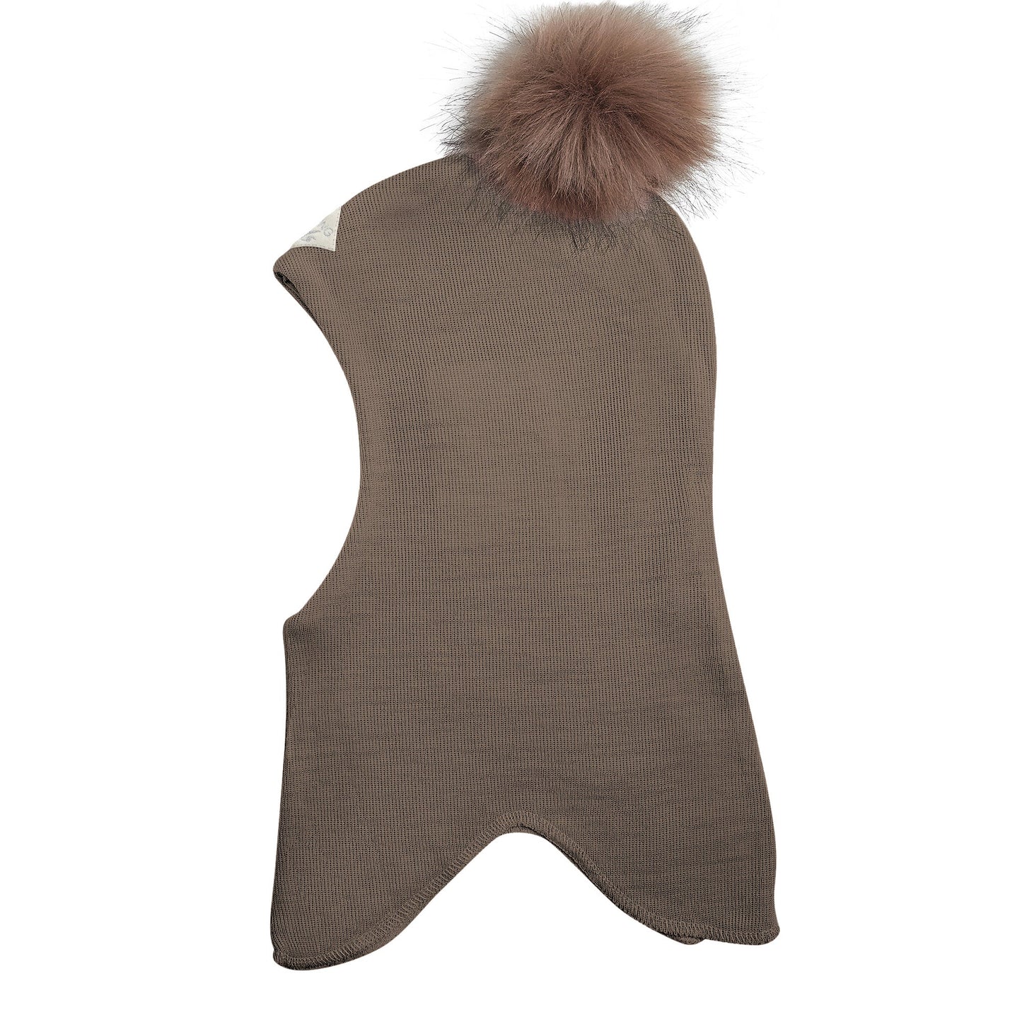 Balaclava with pompom - Light Grey Brown