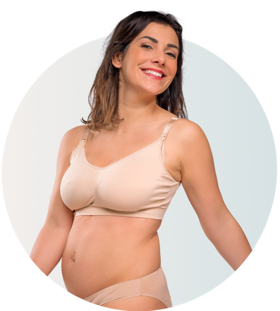 Maternity and nursing bra in the color Nude - Seamless comfort with bra extender