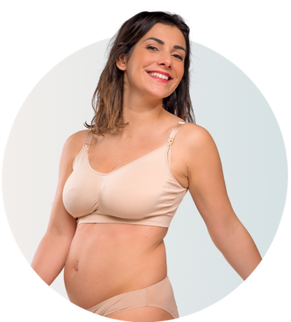 Maternity and nursing bra in the color Nude - Seamless comfort with bra extender