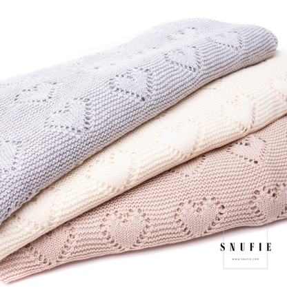 Baby blanket in love yarn - 100% cotton