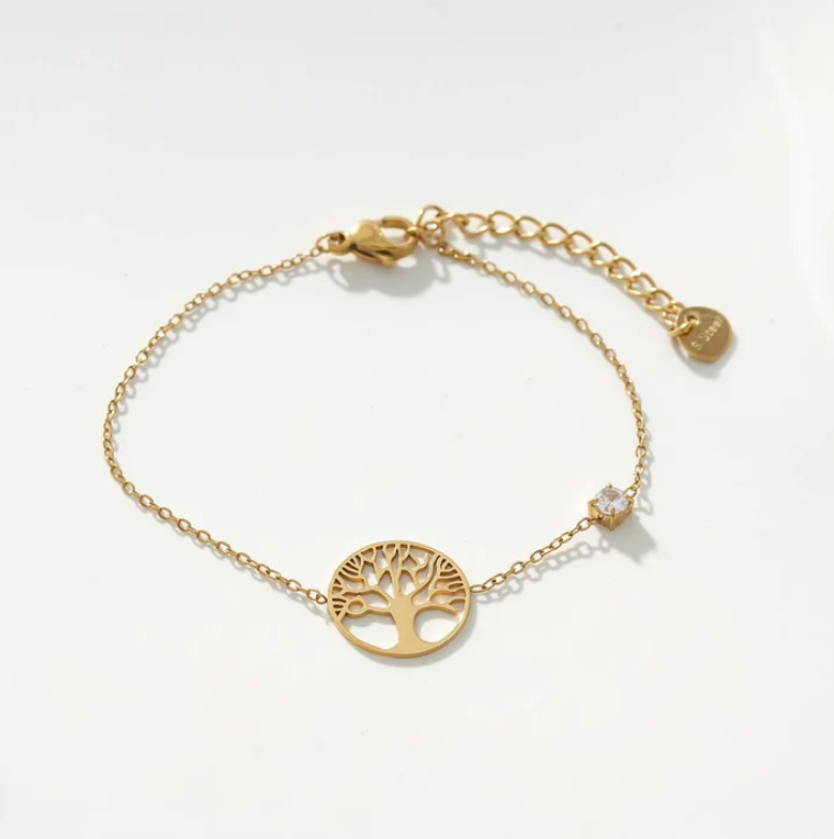 Tree of Life bracelet - Gold-plated stainless steel bracelet with symbolic pendant