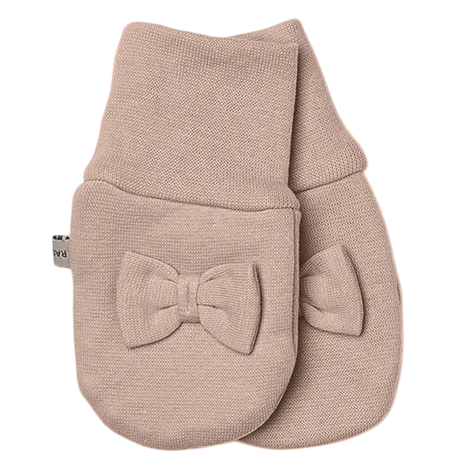 Baby mittens in organic cotton and wool - Rose Mushroom